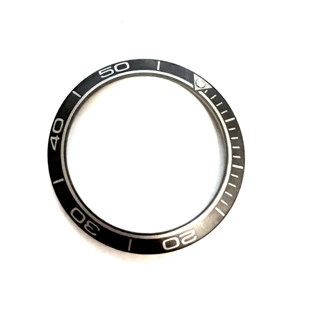 Omega 3860mm Black Ceramic Watch Bezel With Silver Arabic Numerals Omega 3860mm Black Ceramic Watch Bezel With Silver Arabic Numerals
